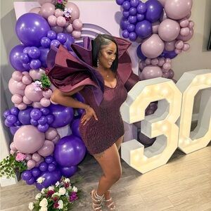 Elegant Purple Dress with Statement Sleeves